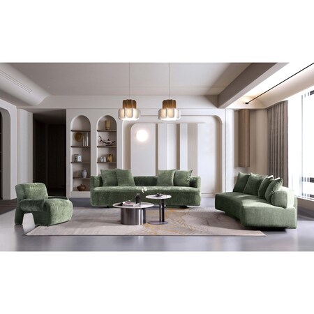 Manhattan Comfort 3-Piece Verandah 90.6 in. Sofa, 112 in. XL Sofa, and Accent Chair in Olive Green 3-SFLSAC17-OG